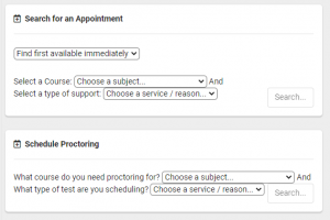 screenshot of the TracCloud appointment setting screen, as described in the instructions.